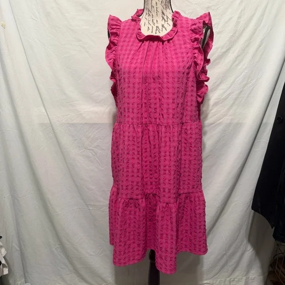 MAEVE by Anthropologie Lida Ruffle Mini Dress in Pink Gingham Size L - Picture 3 of 9